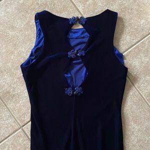 Vintage Gown in Blue Velvet Material w/ Detailed Back by Zum Zum by Niki Livas